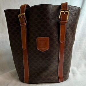 Celine Dark Brown and Tan Shoulder Bag